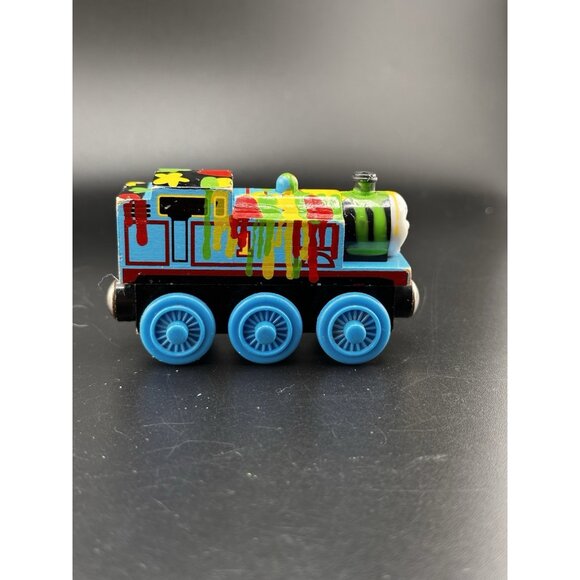 Thomas & Friends Wooden Railway Paint Splattered Thomas Vtg 2003 Train Engine - Picture 6 of 13